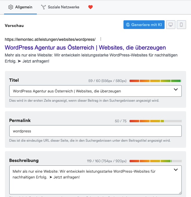 RankMath Title und Description bearbeiten
