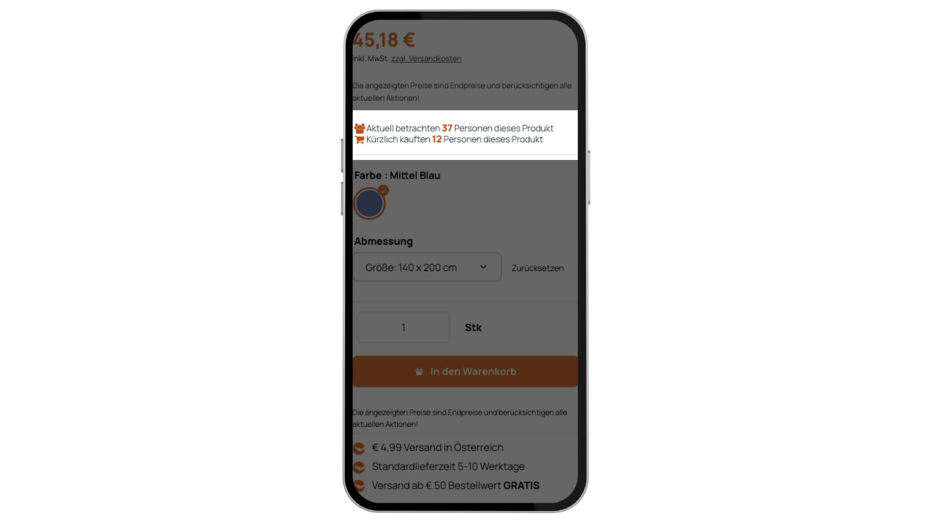 Group Motivation auf Produktseiten