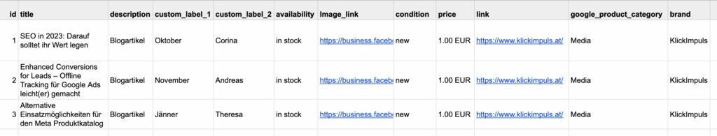 Beispiel Upload-Datei Meta Produktkatalog