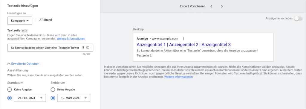 erweiterungstyp textzeile