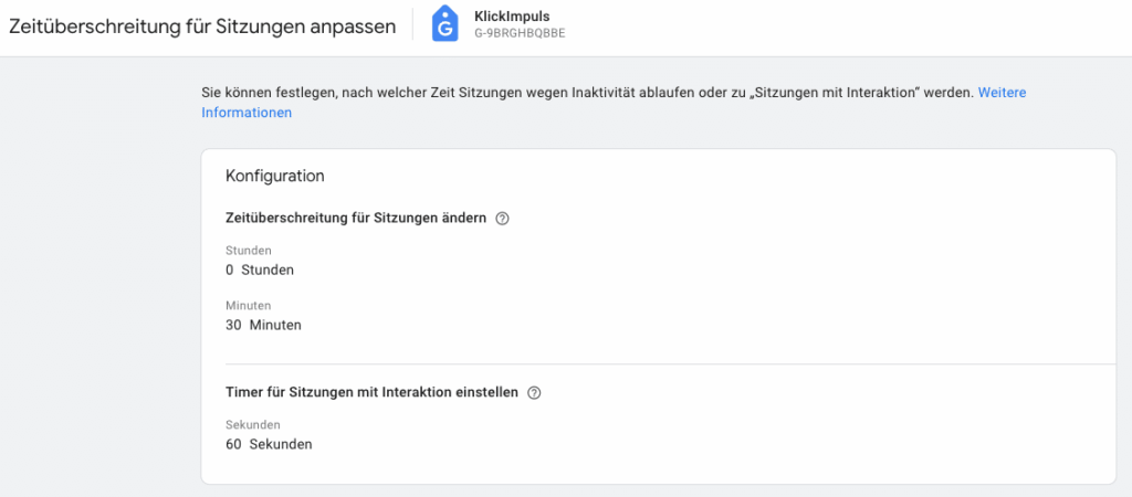 GA4 Zeitüberschritung für Sitzungen anpassen