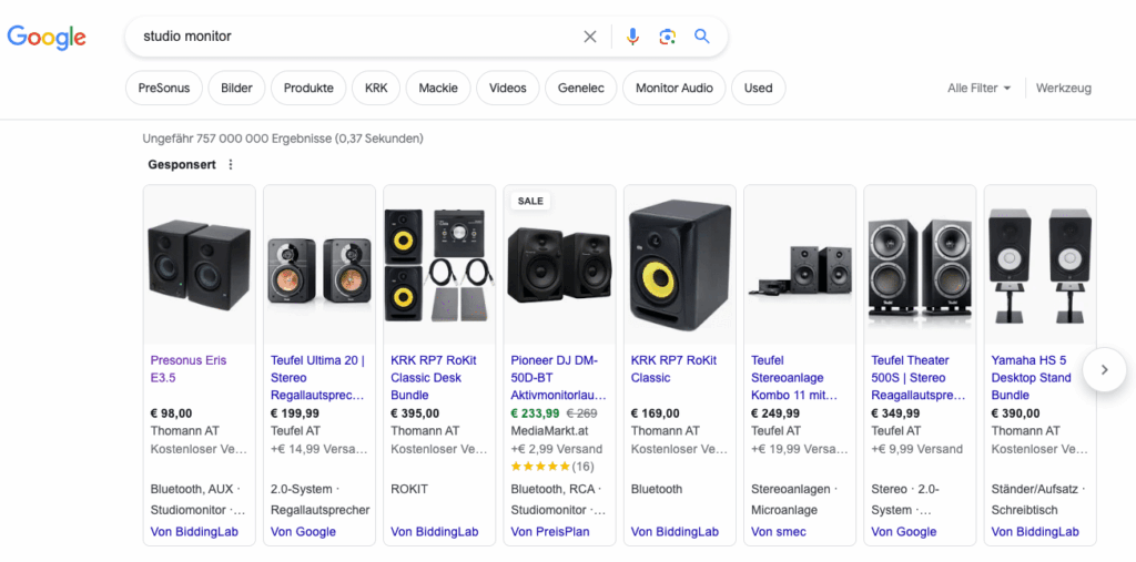 Google Shopping Ads Studio Monitor