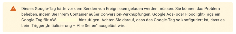 GTM Vorschau fehlendes Google Tag
