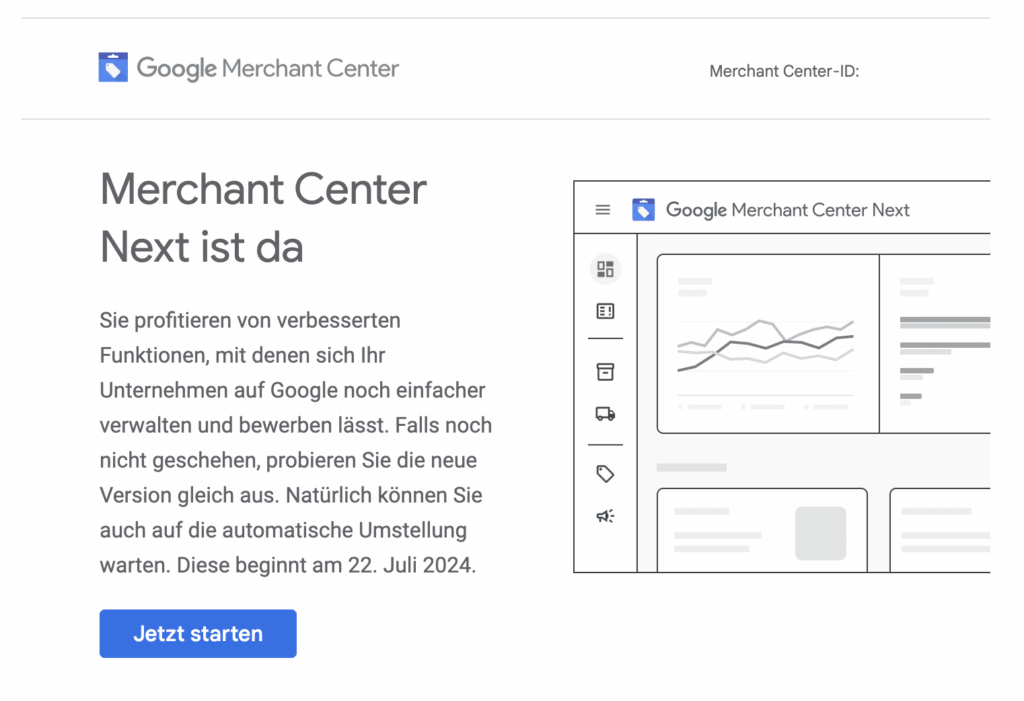 infomail google merchant center next umstellung