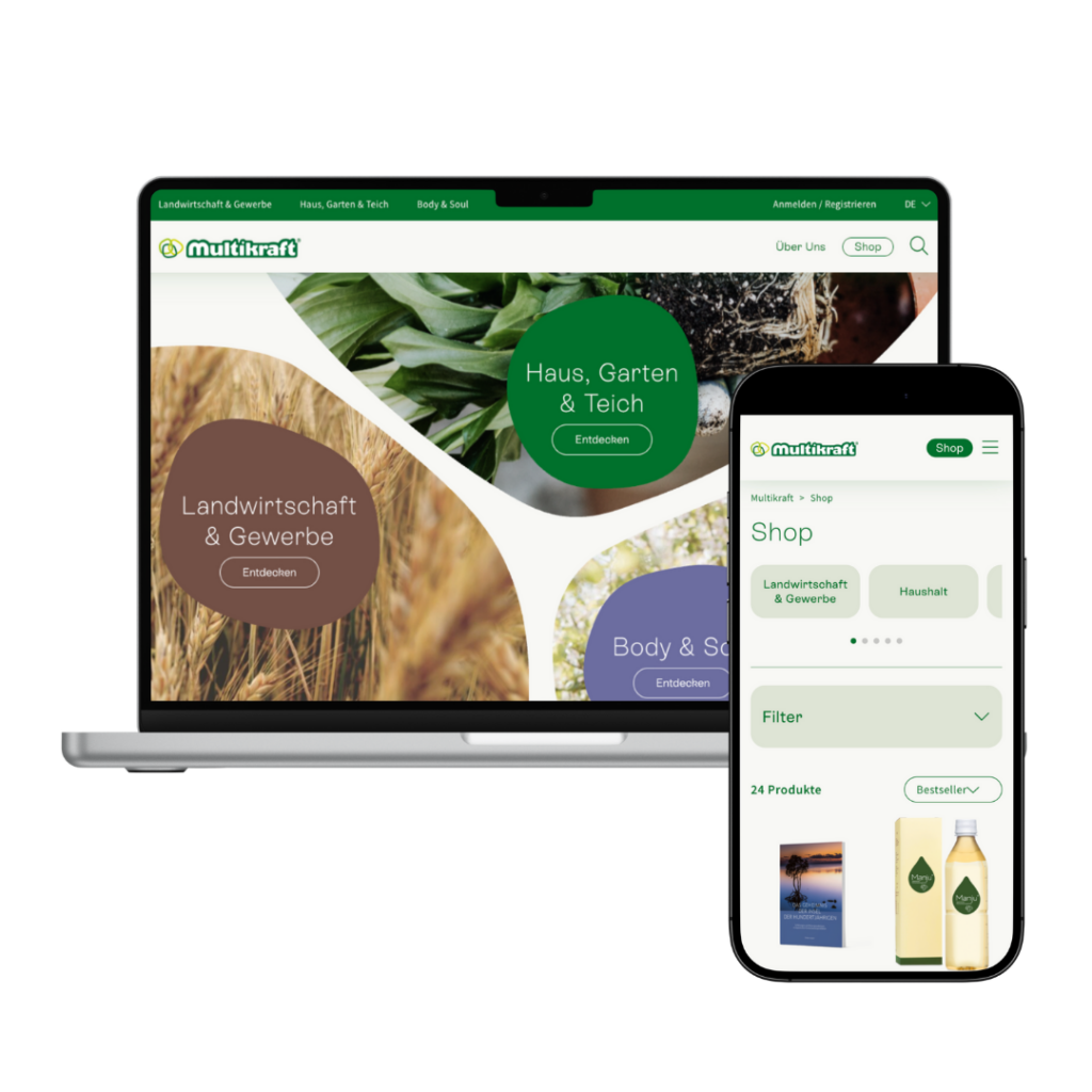 Mockup Multikraft Desktop und Handyansicht