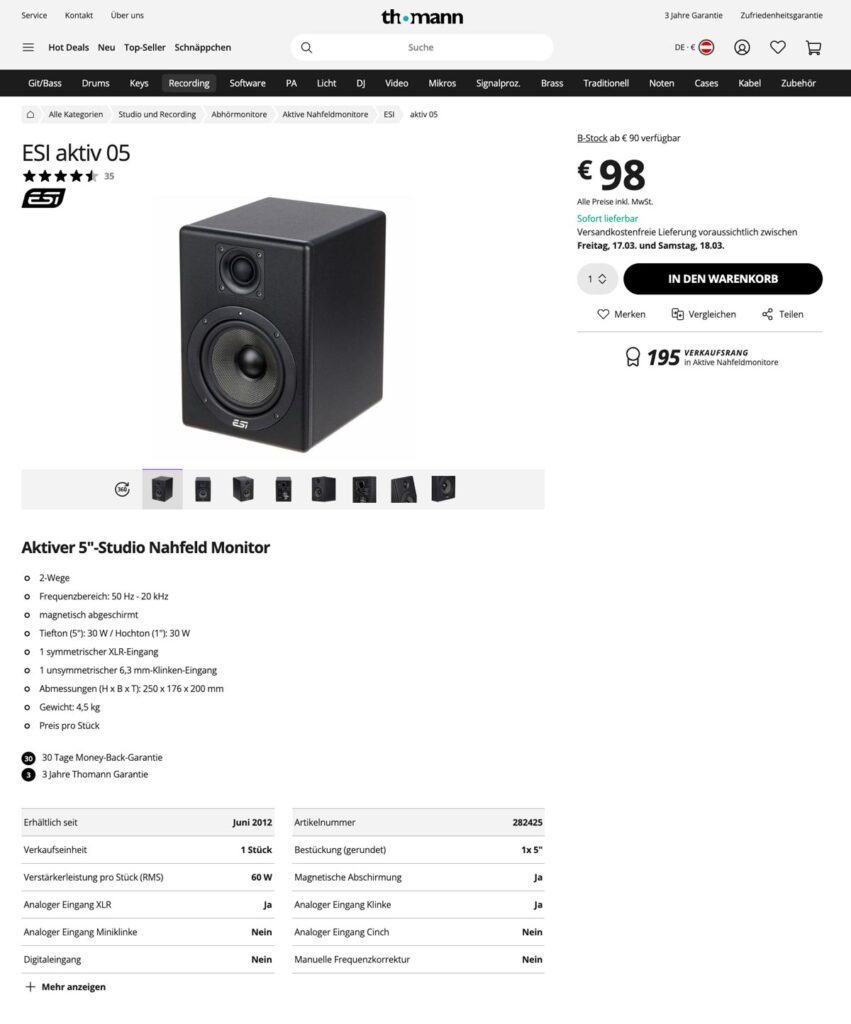 Thomann Produktdetailseite ESI Aktiv 05