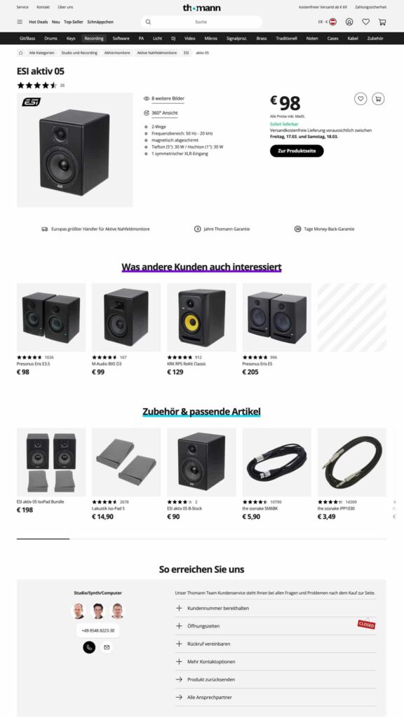 Thomann Shopping Ad Landingpage ESI Aktiv 05
