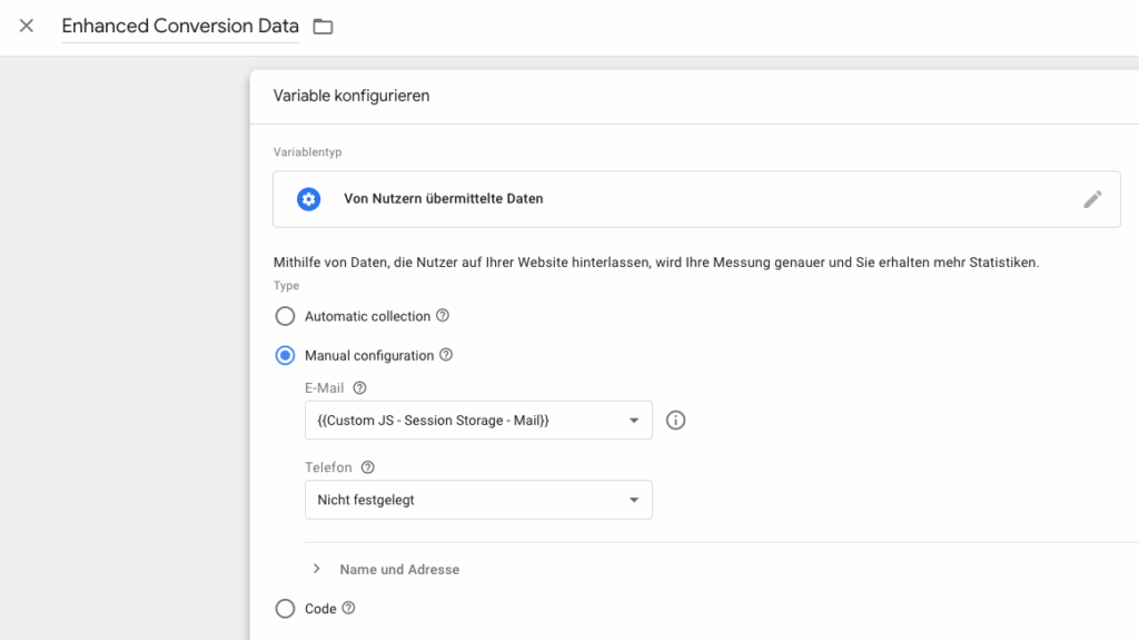 Variable von Nutzer übermittelte Daten