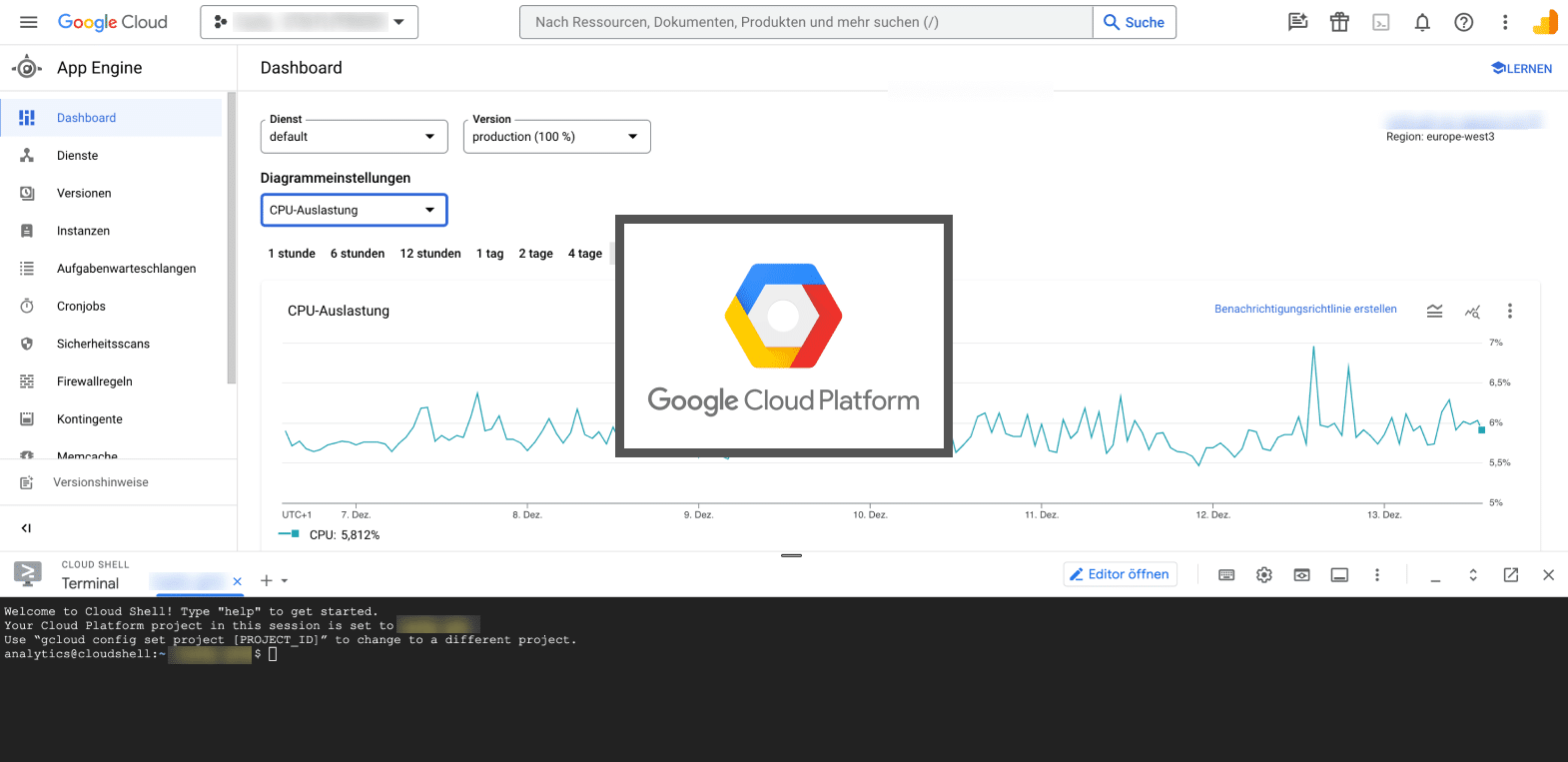 Google Cloud Console Server Engine
