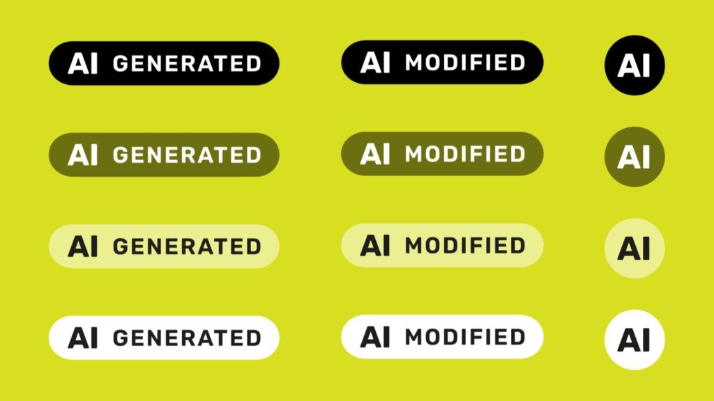 Beispiel der EU AI ACT Buttons in allen Varianten